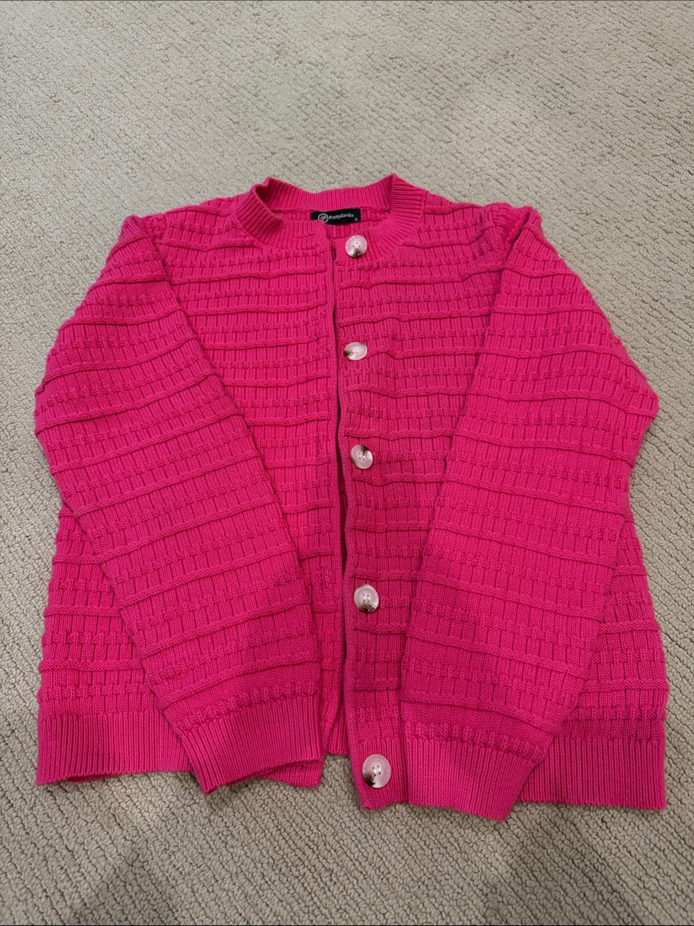 Women's Bright Pink Button-Front Knit Cardigan
